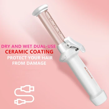 

Professional Chargeable Electric Ceramic Hair Curler Rotating Curling Iron Wand LED Wand Curlers Hair Styling Tools