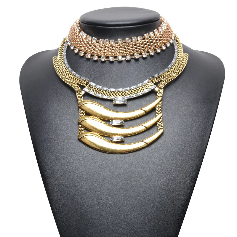 

Bohemian Antique Gold Silver Multilayer Dolphin Pendant Necklace For Women Men Rhinestone Collares Choker Necklace Jewelry