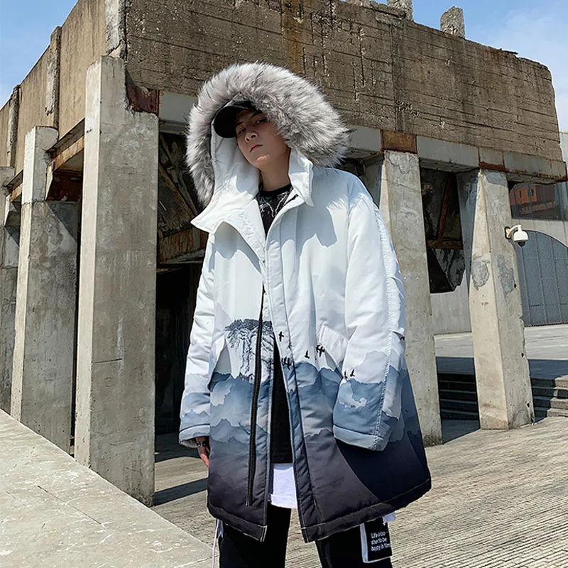 Fashion Winter New Hip Hop Wild Goose Jacket Men Warm Coat Fashion Casual Parka Thickening Fur Coat Men For Winter