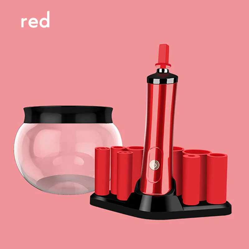Профессиональные электрические скребки, кисти для макияжа, чистящая щетка, инструмент, автоматический очиститель, красота, средство для пробуждения ресниц, Шерстяное волокно 30 - Handle Color: Red