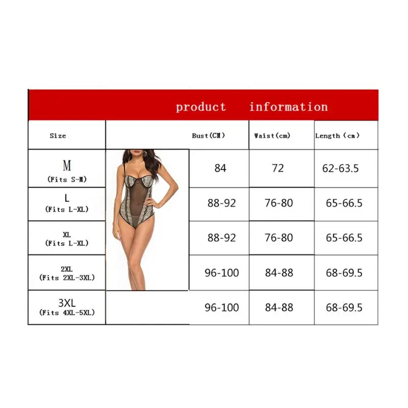 Women Sexy Snake Pattern Lace Chest Lingerie Clubwear Bodysuit Underwear