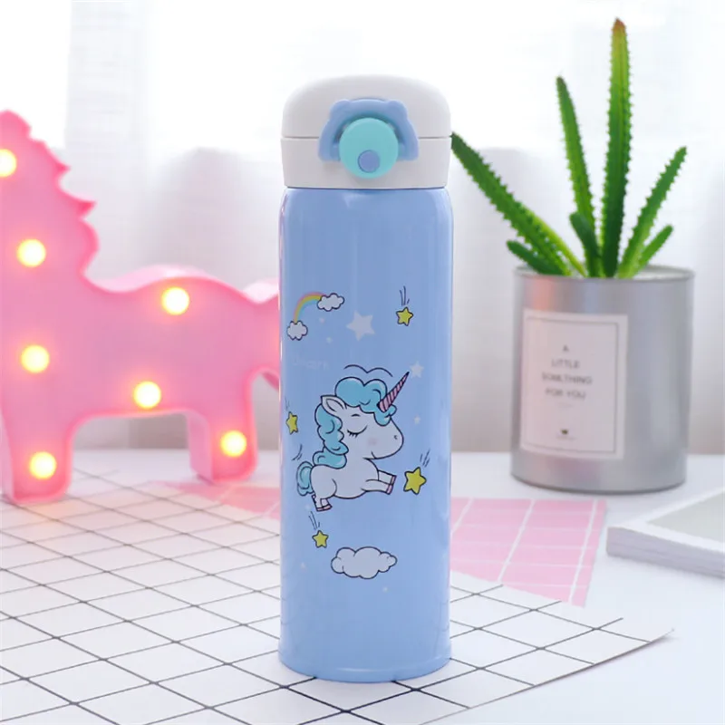 Blue Уникальные мини милые бутылки для воды коробка для молока форма прозрачный пластик мультфильм Розовый Единорог бутылка для напитков кофе пиво посуда для напитков - Цвет: Blue