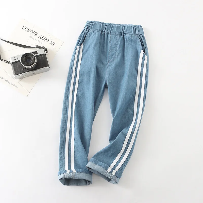 

19 Spring And Summer-Children Thin Cotton Jeans Children bo zhang ku Pull Terms K1018