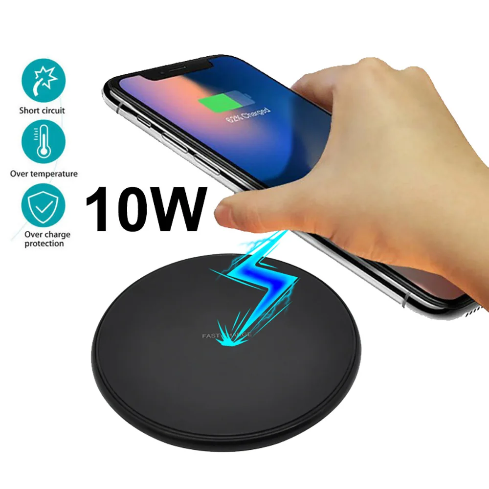 Jetjoy Qi Wireless Charger For Huawei P30 Pro Fast Charging Pad iPhone XS Samsung S10 Plus Phone Mini Round | Мобильные телефоны и