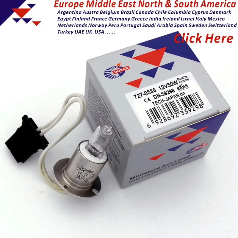 DN-39298 P/N 727-0536 12В 50 Вт кварцевая галогенная лампа 12V50W Roche Cobas C502 Hitachi Labospect C8000