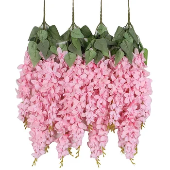 

Silk Wisteria Flower Artificial Hanging Wisteria Vine Fake Flower Bush String Home Party Wedding Decoration,Pack Of 4-ABUX