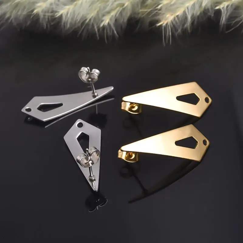 Stainless Steel Geometric Round Earring Stud Golden hollow Flowers Earrings 9