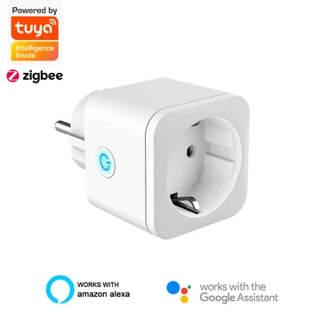 

EU plug tuya zigbee power adapter 220V smart life home automotion app control work with google home alexa voice control 16A