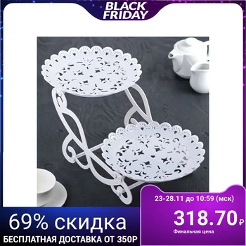 

Dish for cake and pastries two-tiered D = 22.5 cm, 34x26x20 cm, "Lace", white