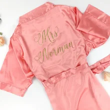 Изготовленный На Заказ Румяна Свадебная одеяние для подружек невесты подарок персонализированный Вечеринка платье халат e мать жениха халат кимоно шелковый халат