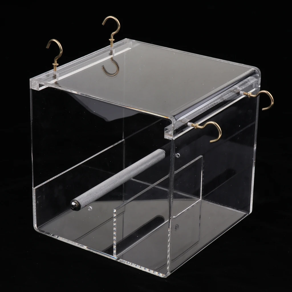 Acrylic Clear Pet Bird Seed Food Feeder For Parrot Cockatiel Canary Finch