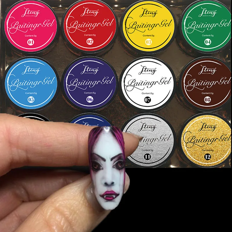 5 мл гели для рисования ~! (Набор гель-лаков ногтей Color s Paint ing впитывающий цветной