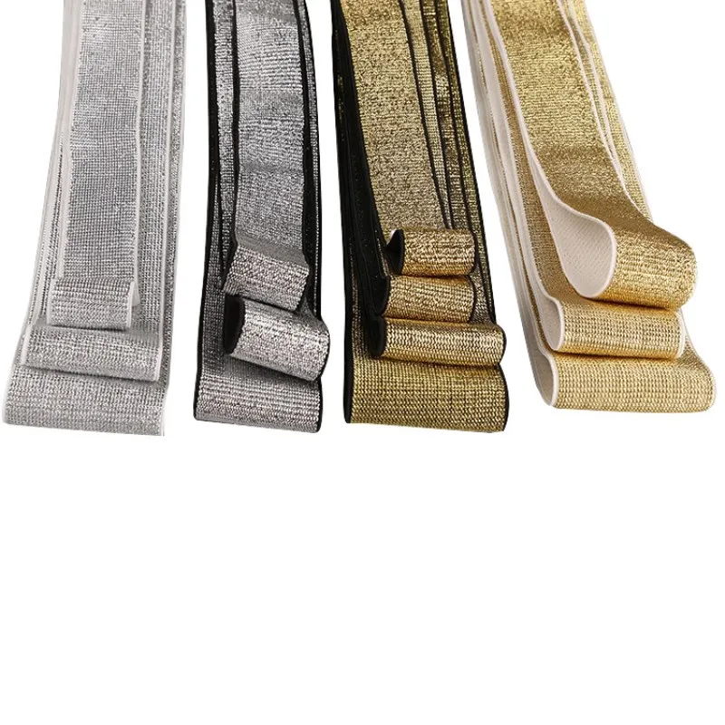 

Glitter Gold Silver Elastic Bands 10mm 15mm 25mm 40mm Elastic Rubber Band Belt Garment Trousers Sewing Lace Trim DIY Accessories