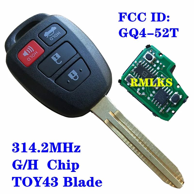 4 Button Remote Key With H 72G Chip For Toyota RAV4 Highlander 2013 2014 2015 FCC ID:GQ4-52T TOY43 B | Автомобили и мотоциклы