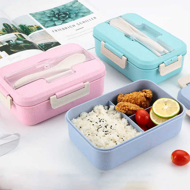 

ZOOOBE Microwave Lunch Box Wheat Straw with tableware Dinnerware Food Storage Container for Children Kids School Bento Box