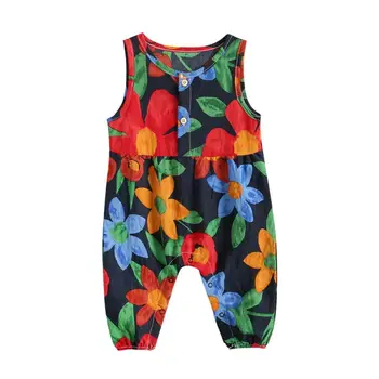 

Baby Girls Boys Jumpsuit Pajama Cosy Rompers Sleeveless Floral One-Pieces Clothes Newborn Kids Toddler Coveralls
