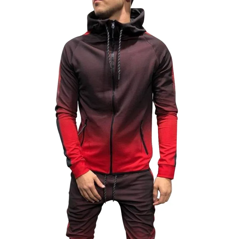 2020 Autumn Casual Men Tracksuit Sets Fashion 3DGradient Sweatsuit Hoodies Sweatshirt Sweatpants Joggers Pants Suit 2