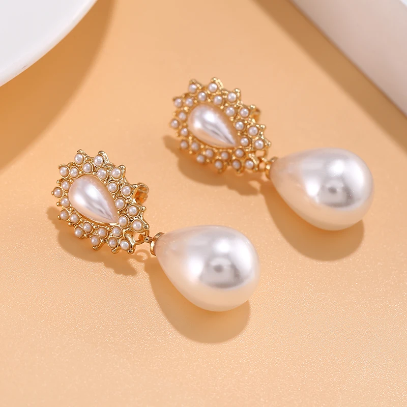 Big Simulated Water Drop Pearl Clip On Earrings Without Piercing for Women Wedding Party Ear Clips Gift ear clip earrings clip earrings ear clip ear accessories