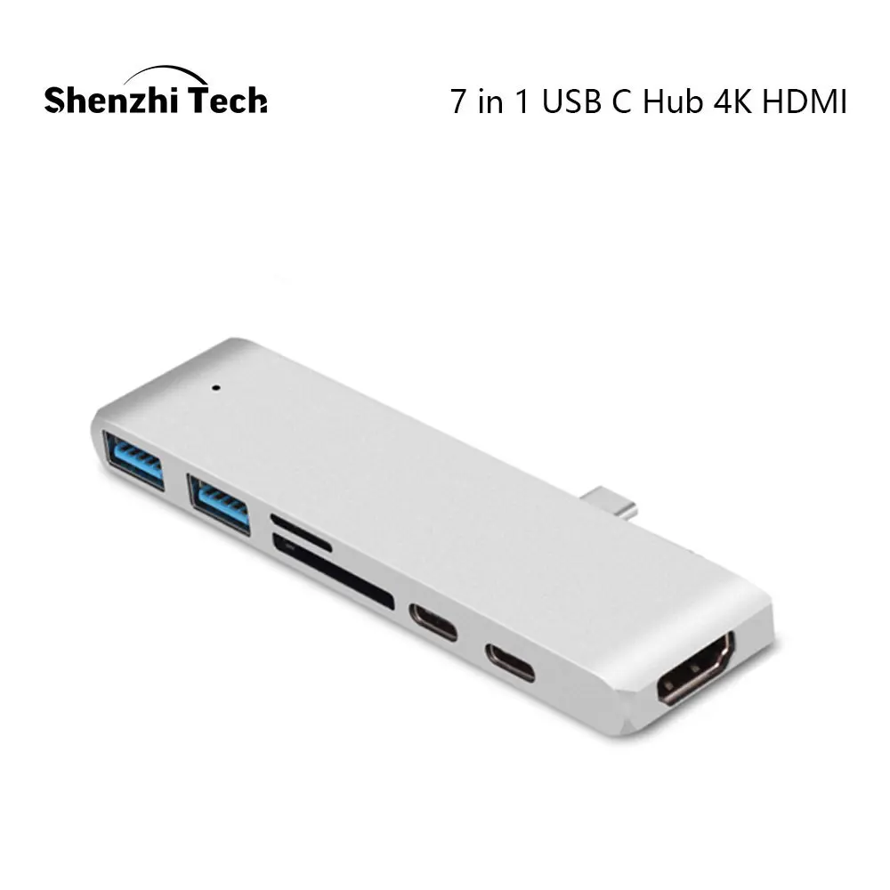 Pаспродажа USB C концентратор Алюминиевый Мульти адаптер с 4K HDMI SD кард ридер type C зарядный порт USB 3,0 хаб 7 в 1 для MacBook ноутбука Настольный
