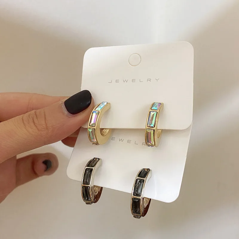 

Korean New Fashion Shiny Zircon Earrings Color Double Circle Hoop Earrings For Women Cute Micro Paved Pendientes Jewelry Gifts