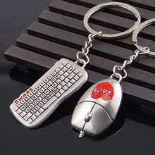 Creative Keychain Metal Computer Keyboard Mouse Couples Key Ring Car Small Gifts Key Pendants