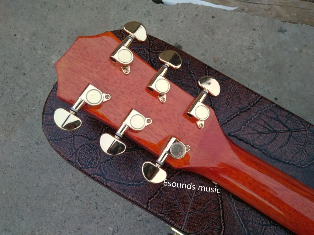 Профессиональная деревянная гитара koa, гитара Большого зала, ручная работа, подлокотник koa, 6 струн, акустическая электрогитара