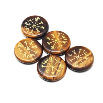 

2020 Natural Stone loose beads tiger eye round shape with tianshan Runes making for charms jewelry gifts for women size 25x25mm