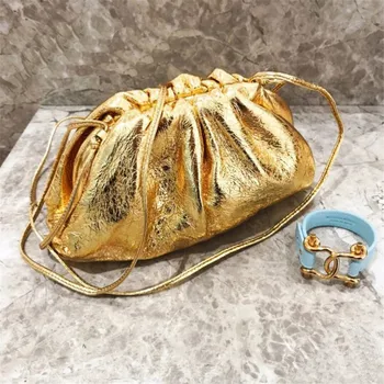 

Cloud Bag Female 2020 New Temperament Golden Fold Clutch Bag Fashion Large-capacity Clutch Bag Casual Shoulder Messenger Bags