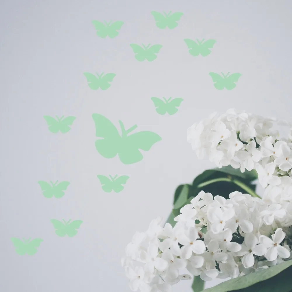 Прочные DIY декоративные художественные настенные наклейки флуоресцентные светящиеся наклейки бабочки для детской комнаты декорирование стен