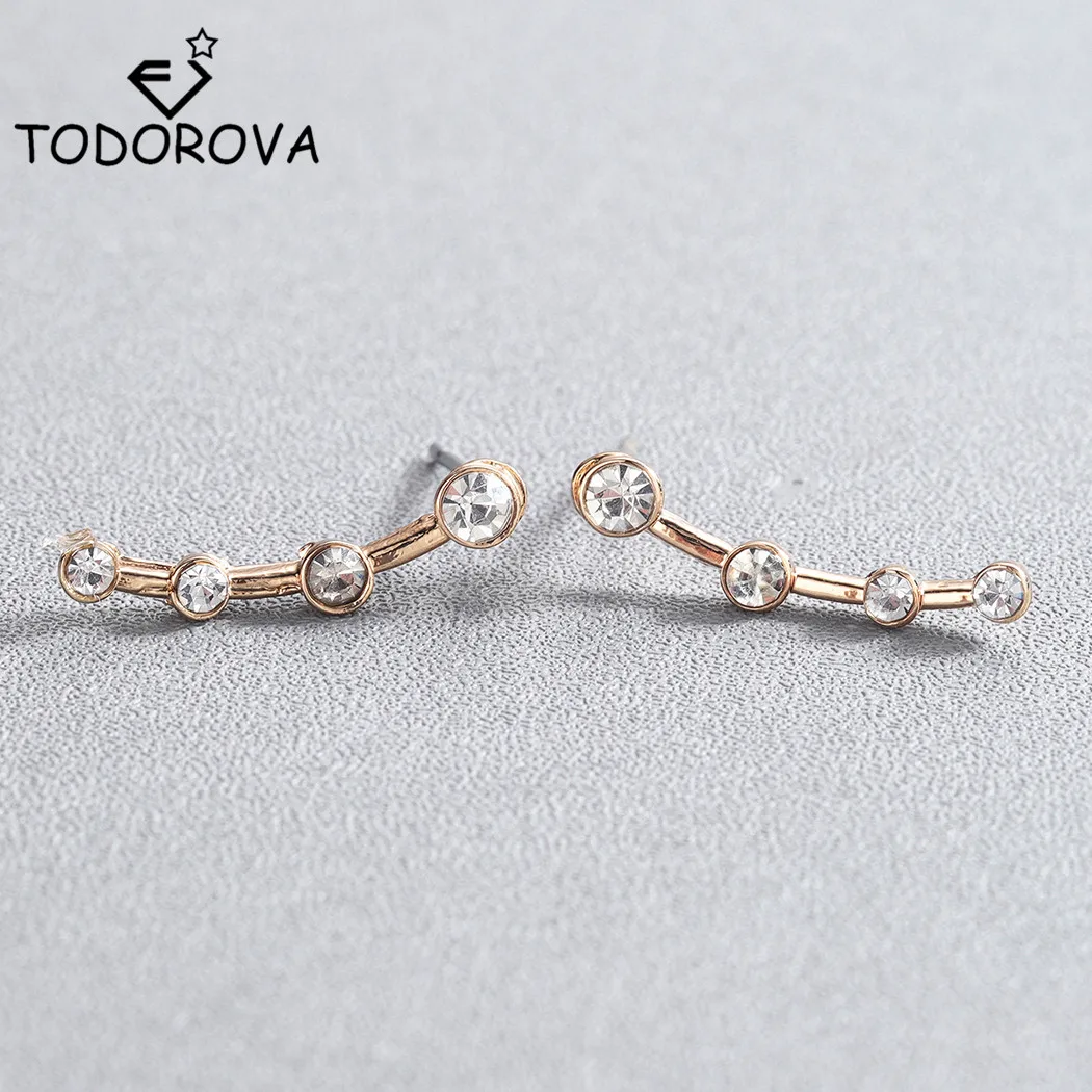 Todorova серьги-Альпинисты из нержавеющей стали, опт, изящные серьги-гвоздики с гусеничным кристаллом для женщин, модные ювелирные изделия Bronics