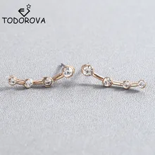 Todorova серьги-Альпинисты из нержавеющей стали, опт, изящные серьги-гвоздики с гусеничным кристаллом для женщин, модные ювелирные изделия Bronics