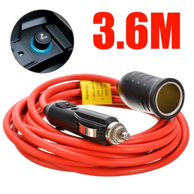 Wysokiej jakości Heavy Duty 12 V 24 V przedłużenie zapalniczki przewód Plug z 10A Fuse 3.6M bezpiecznik