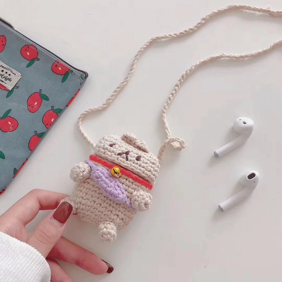 887L 3D милый чехол для наушников для Airpods, чехол, мультяшный вязаный плюшевый чехол для Apple Airpods 2, чехол, плюшевая собака, кролик, наушники, аксессуары - Цвет: 887L