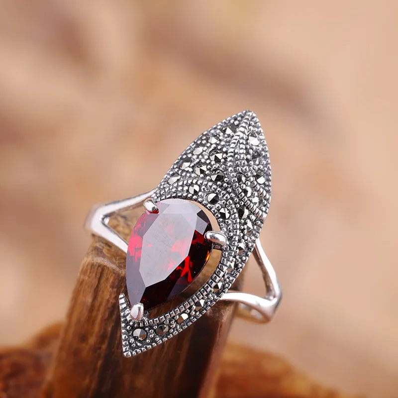 

2019 Hot Sale Anel Feminino Manufacturers Direct Marketing Thailand S925 Pure Ornaments Thai Women's Open Pomegranate Ring