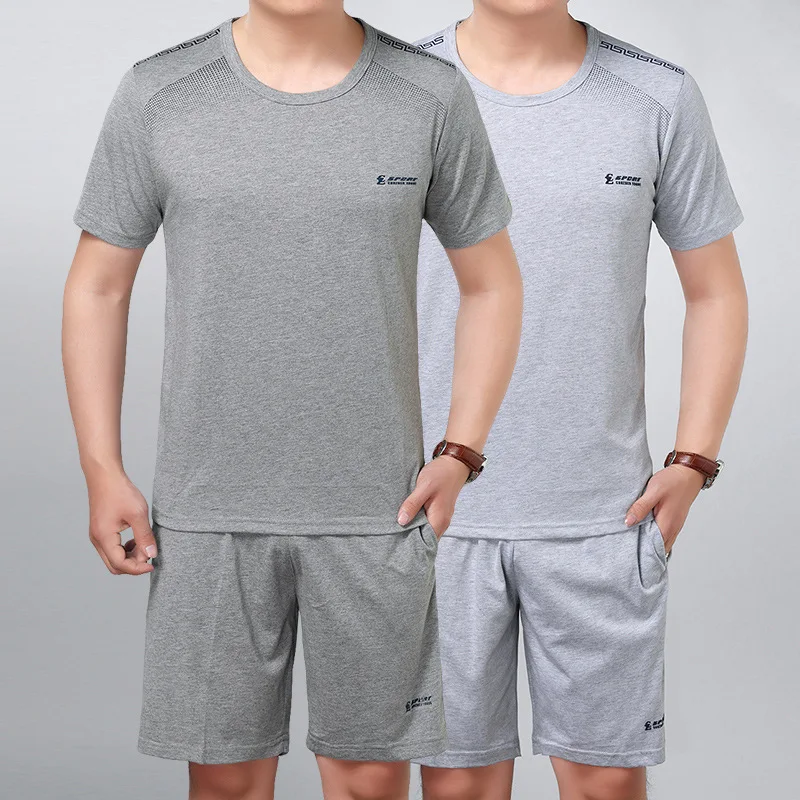 

Summer Middle-aged Sports Set Men's Summer Short Sleeve Crew Neck Leisure Suit Middle-aged Sports Clothing