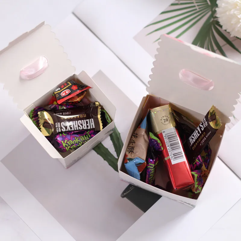 5 шт. милые бумажные подарочные пакеты единорога квадратная коробка для конфет Единорог вечерние свадебные Mariage Dragee коробка с лентой оберточная бумага для шоколада