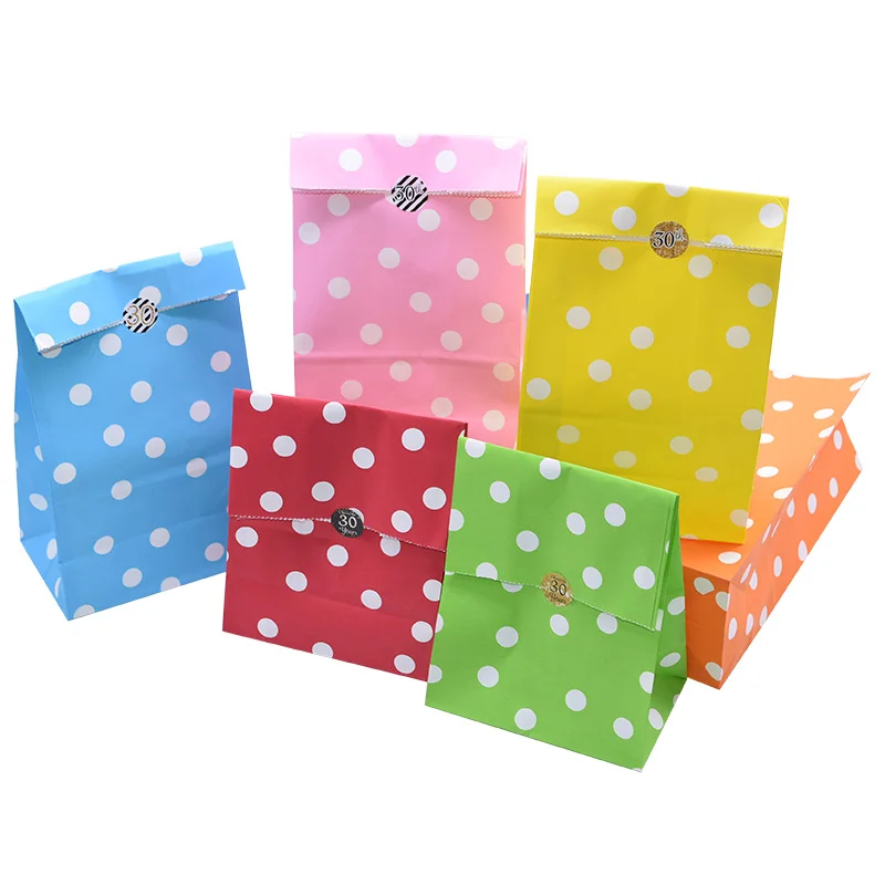 5 шт./лот в горошек крафт-бумажные пакеты для подарков вечерние подарочные сумки бумажные подарочные сумки Свадебная сумка для конфет подарки принадлежности для рождения детей