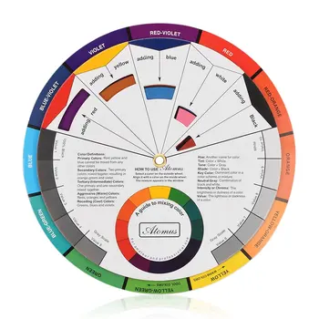 

Mini Tattoo Nail Pigment 12 Color Wheel Paper Card Supplies Three-tier Design Mix Guide Round The Central Circle Rotates