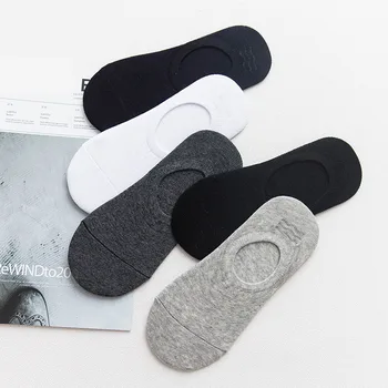

10 Pieces=5 Pairs New 2019 Men Invisible Socks Men Sock Slippers Silicone Soft Breathable Sweat Anti-skid Solid Color Summer