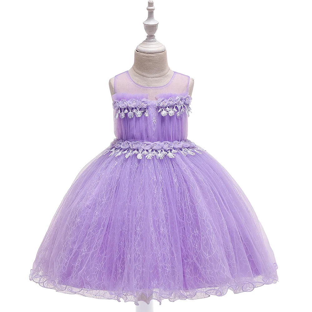 

New Style CHILDREN'S Dress Girls Catwalks Formal Dress Gauze Flower Tassels Princess Puffy Wedding Dress