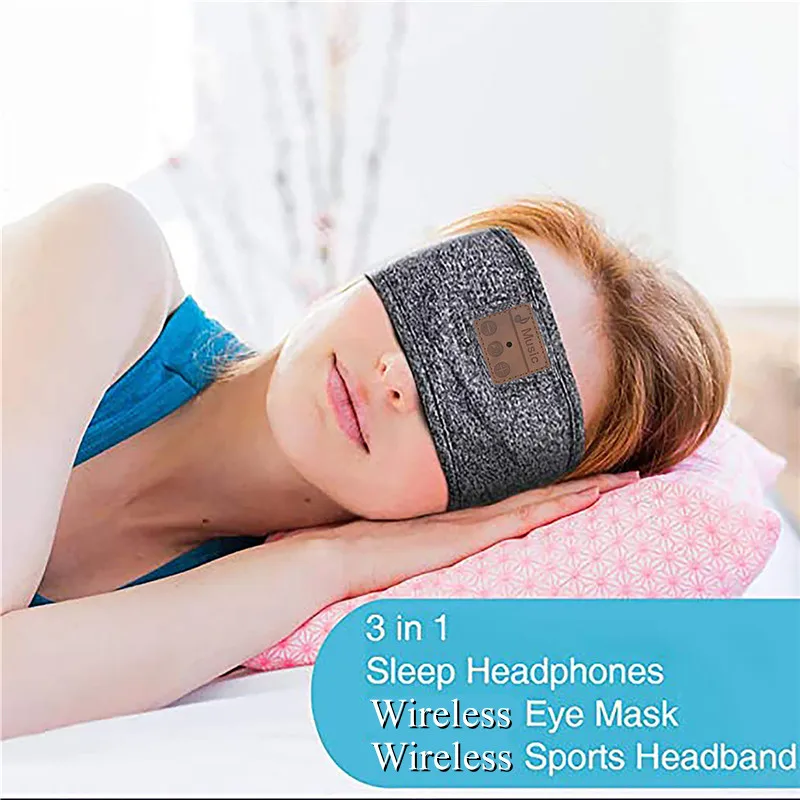 Women Wireless Music Eye Mask Bluetooth-compatible Sleeping Earphone Man Smart Sport Headband Headset with Mic Yoga Hair Bands 2