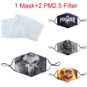

Reusable Protective PM2.5 Filter Mouth-Muffle Skull 3D Print Mask Adult Anti Dust Face Mask Washable Bacteria Proof Flu Masks