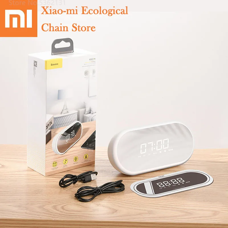 

Xiaomi BASEUS Mini Alarm Clock Wireless Bluetooth Speaker With Ambient Light Rechargeable FM Radio Household Portable Mini Radio