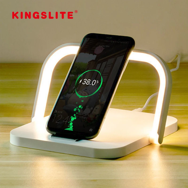 

Mobile Phone Fast Wireless Charger Holder For iPhone X XR XS 11 PRO Max LED Table Lamp Night Light Pad Phone Stand For Xiaomi