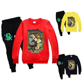 

Minecrafting Anime Hoodies Toddler Boys Clothing Set Fashion Long Sleeve Kids T Shirt Trousers Children Kid Girl Sweatshirt Suit
