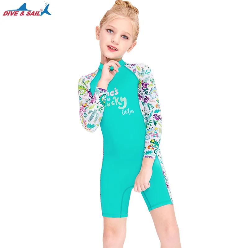 Kid's One Piece Rash Guard Swimsuit, Water Sport, Long Sleeve Swimwear, UPF 50 + Sun Protection Bathing Suits, Rashguards