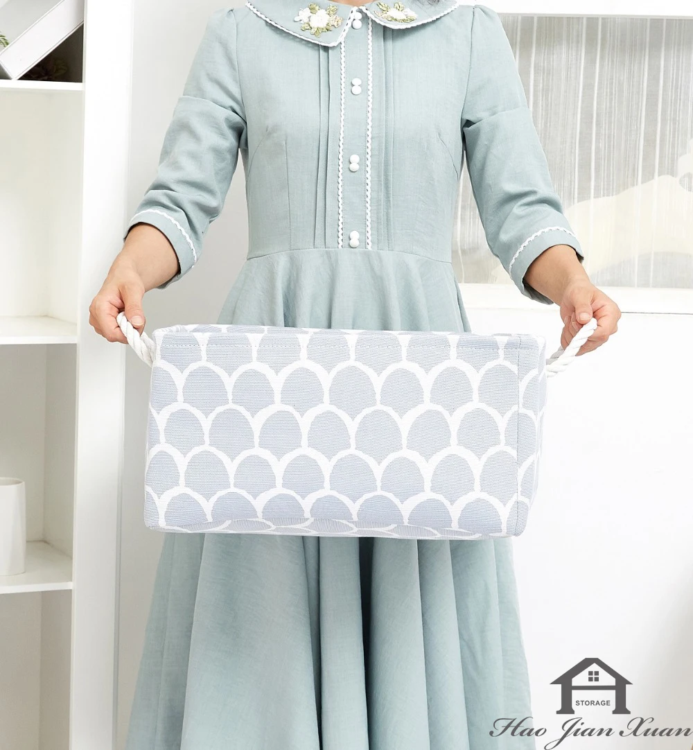 Cube Canvas Fabric Storage Basket Clothes Folding Storage Box For Nursery Underwear Toy Organizer Laundry Basket With Handle 4