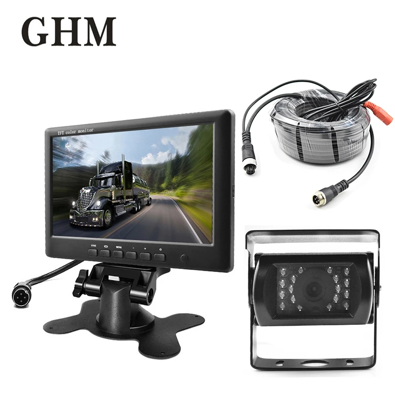 GHM " tft Lcd Автомобильный монитор заднего вида Автомобильный дисплей Hd дисплей Проводная обратная парковочная камера для грузовика с 1 Len