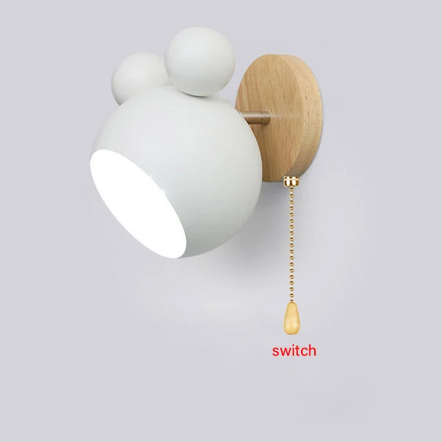 up down light Nordic Wooden Wall Lamps Cute Cartoon Styling Coloful Wall Sconces Kitchen Restaurant Macaroon Decorative Bedside Lamp E27 plug in wall lights Wall Lamps