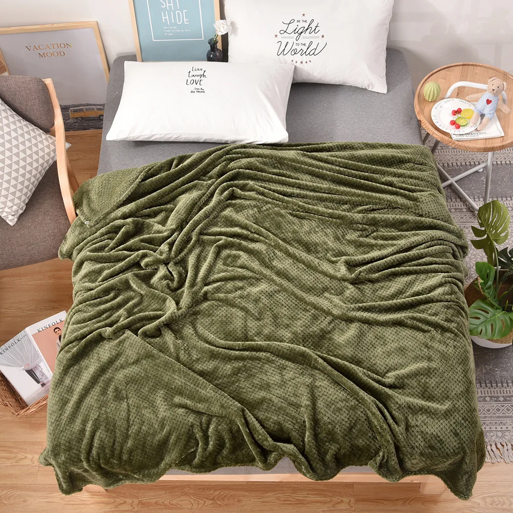 Стиль, мягкое вафельное фланелевое одеяло для кровати, однотонное, летнее, зимнее покрывало для дивана, покрывало, массивный комплект, одеяла